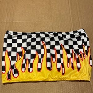 Romwe checkered flame tube top